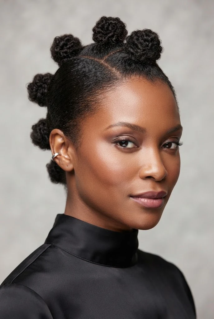The Micro-Puff Mohawk Row — hairstyles for short 4C Afro hair style outfit