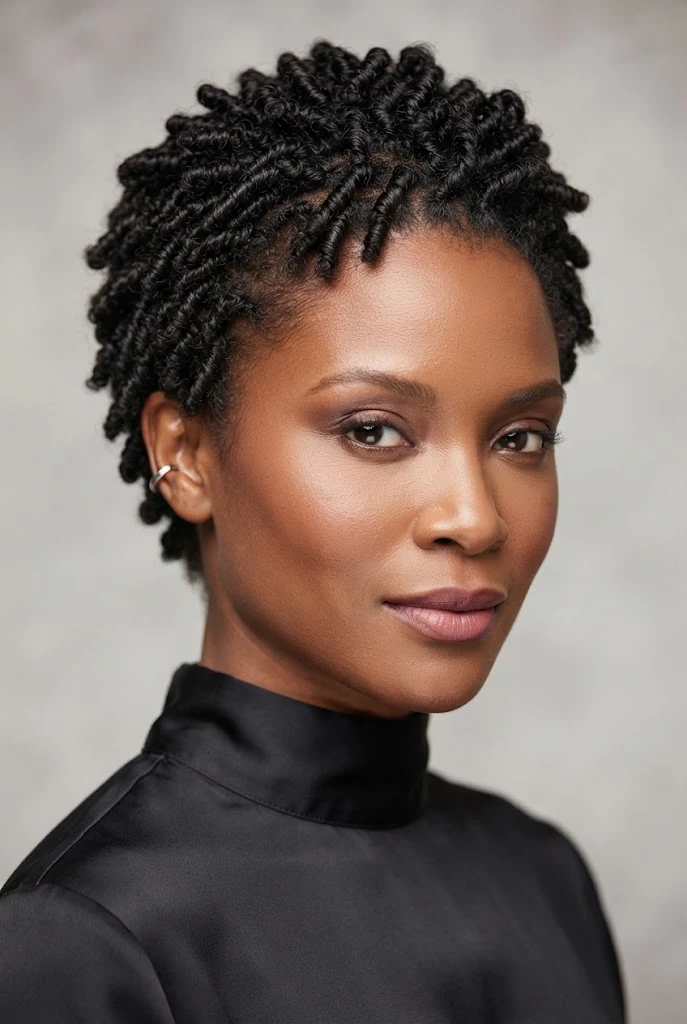 The Threaded African Stretched Coils — hairstyles for short 4C Afro hair style outfit