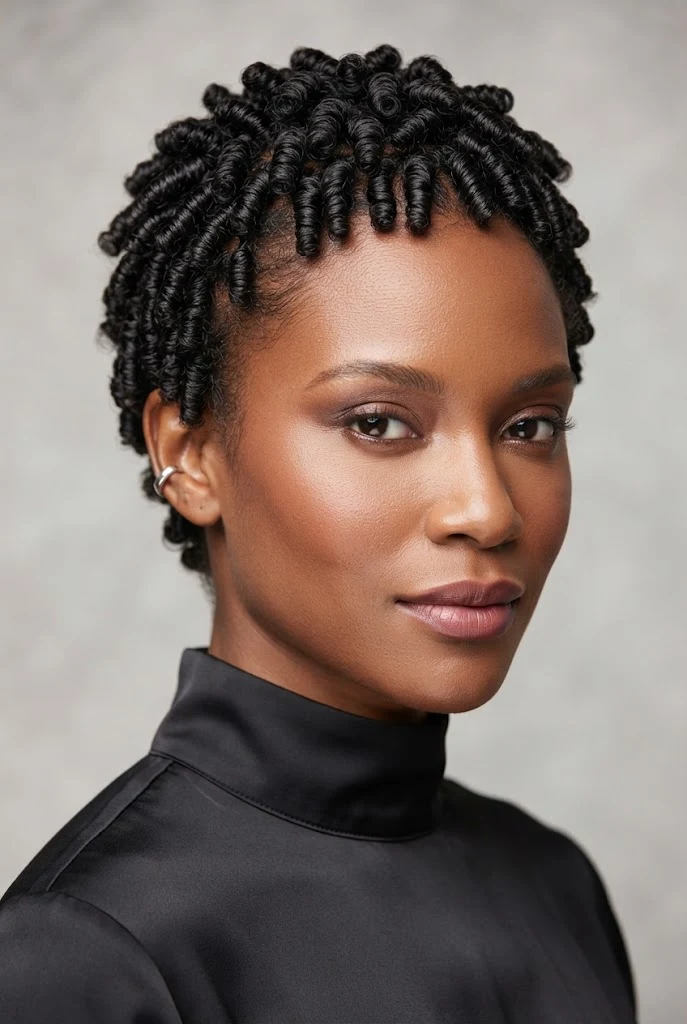 The Defined Finger Coil Crown — hairstyles for short 4C Afro hair style outfit