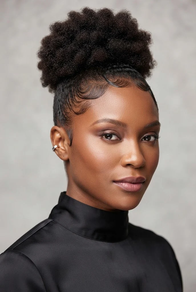 The Mini Puff with Slept-In Edges — hairstyles for short 4C Afro hair style outfit
