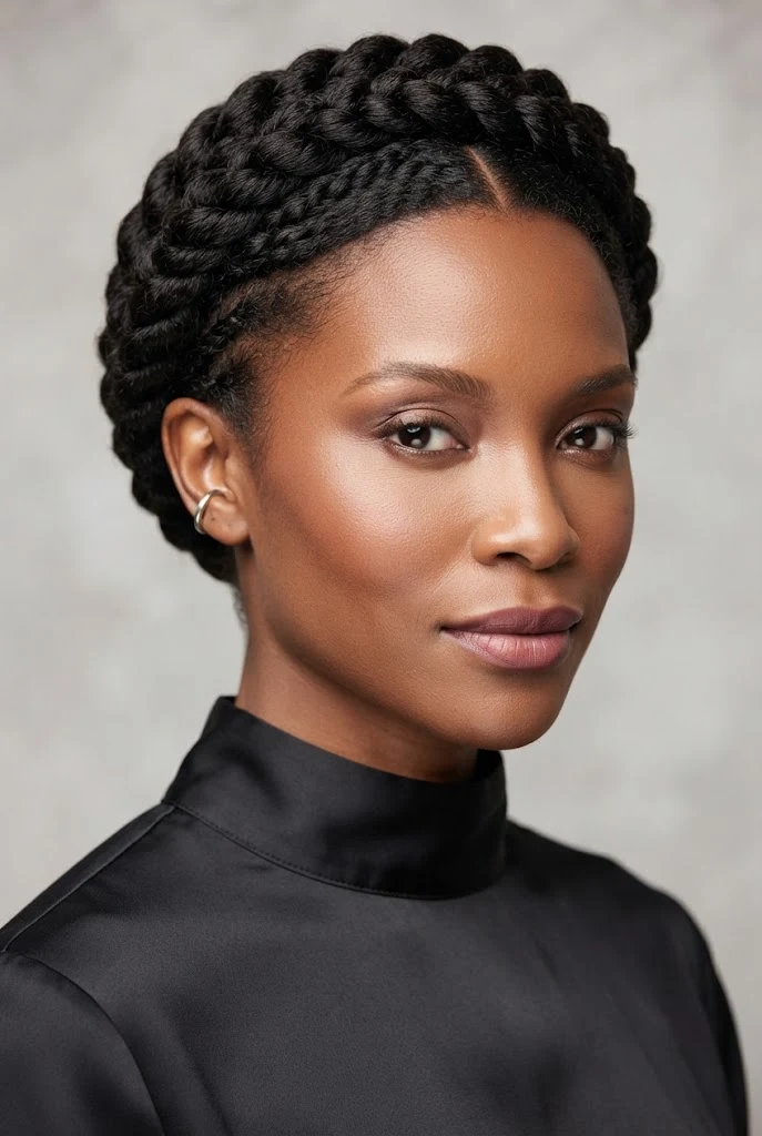 The Flat-Twist Crown Halo — hairstyles for short 4C Afro hair style outfit
