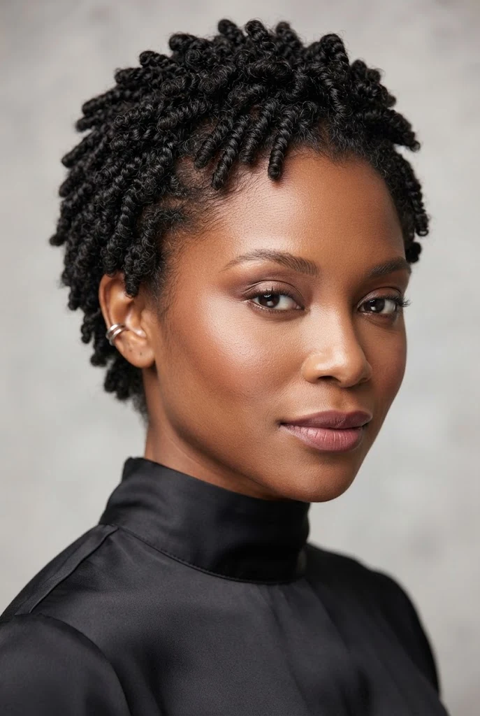 The TWA Sponge Twist-Out — hairstyles for short 4C Afro hair style outfit