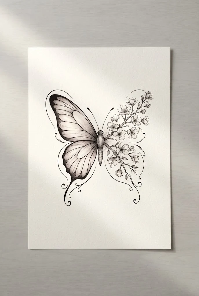 Dainty Small Wrist Piece — half flower half butterfly tattoo style outfit