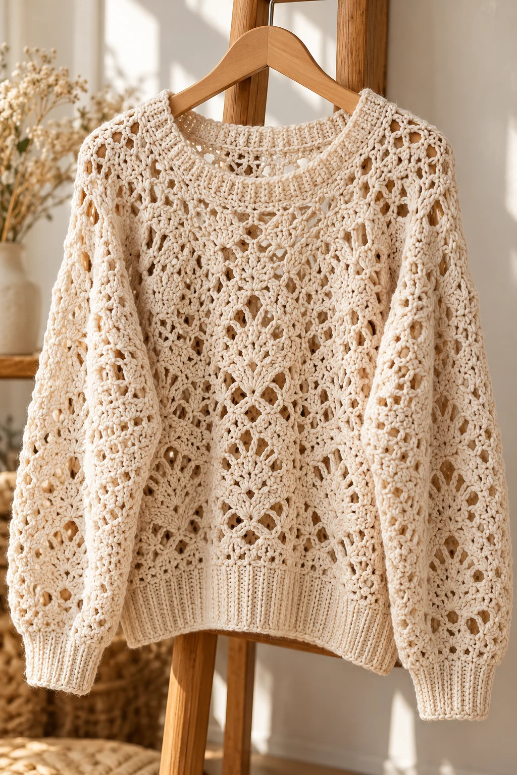 Openwork Hand Crochet Sweater — hand crochet sweater