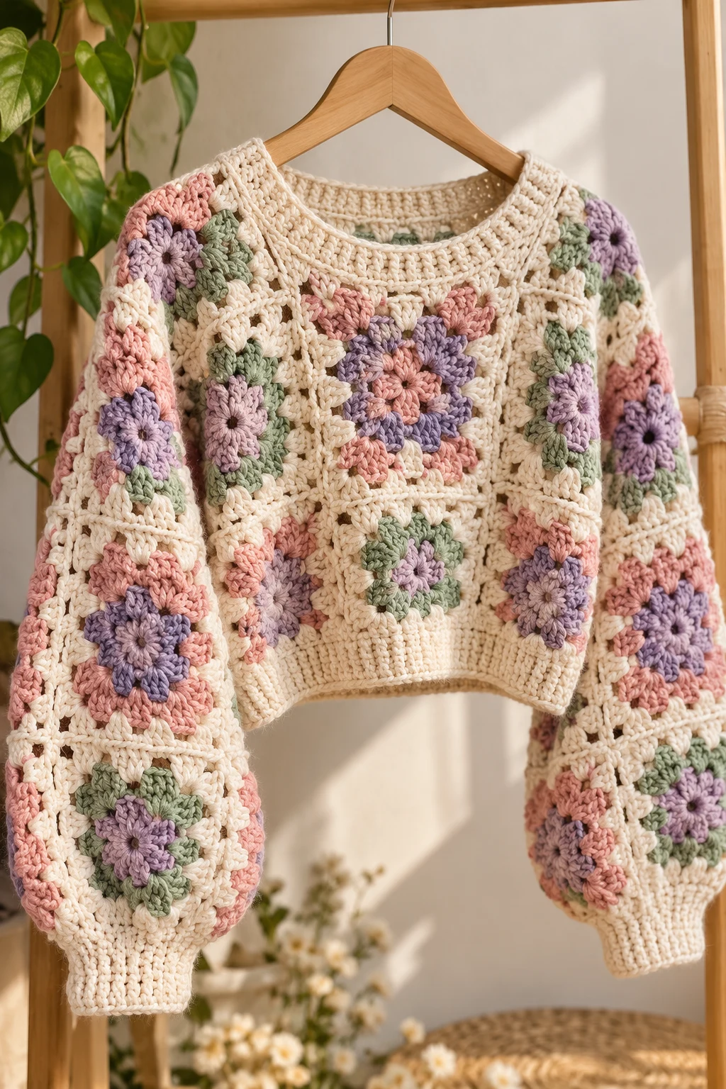 Cropped Hand Crochet Sweater — hand crochet sweater