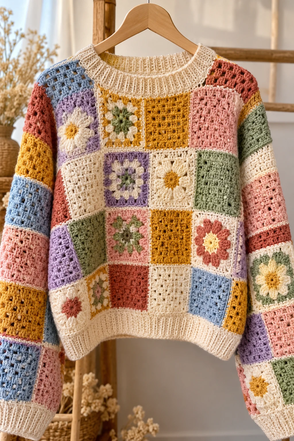 Patchwork Hand Crochet Sweater — hand crochet sweater