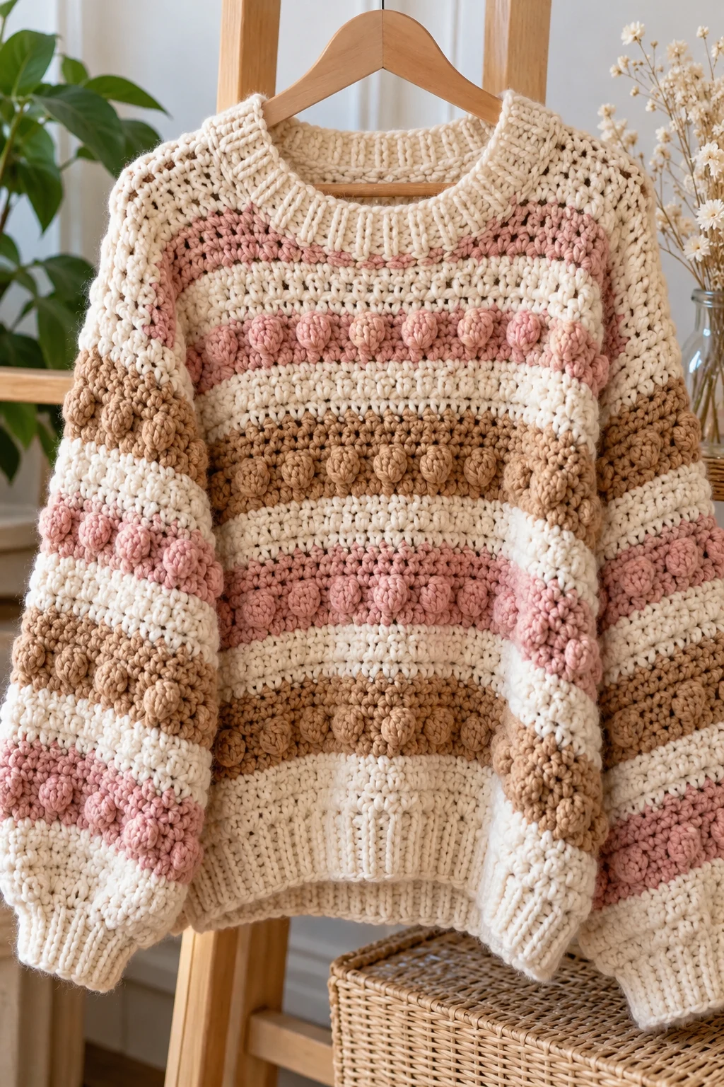 Chunky Textured Hand Crochet Sweater — hand crochet sweater