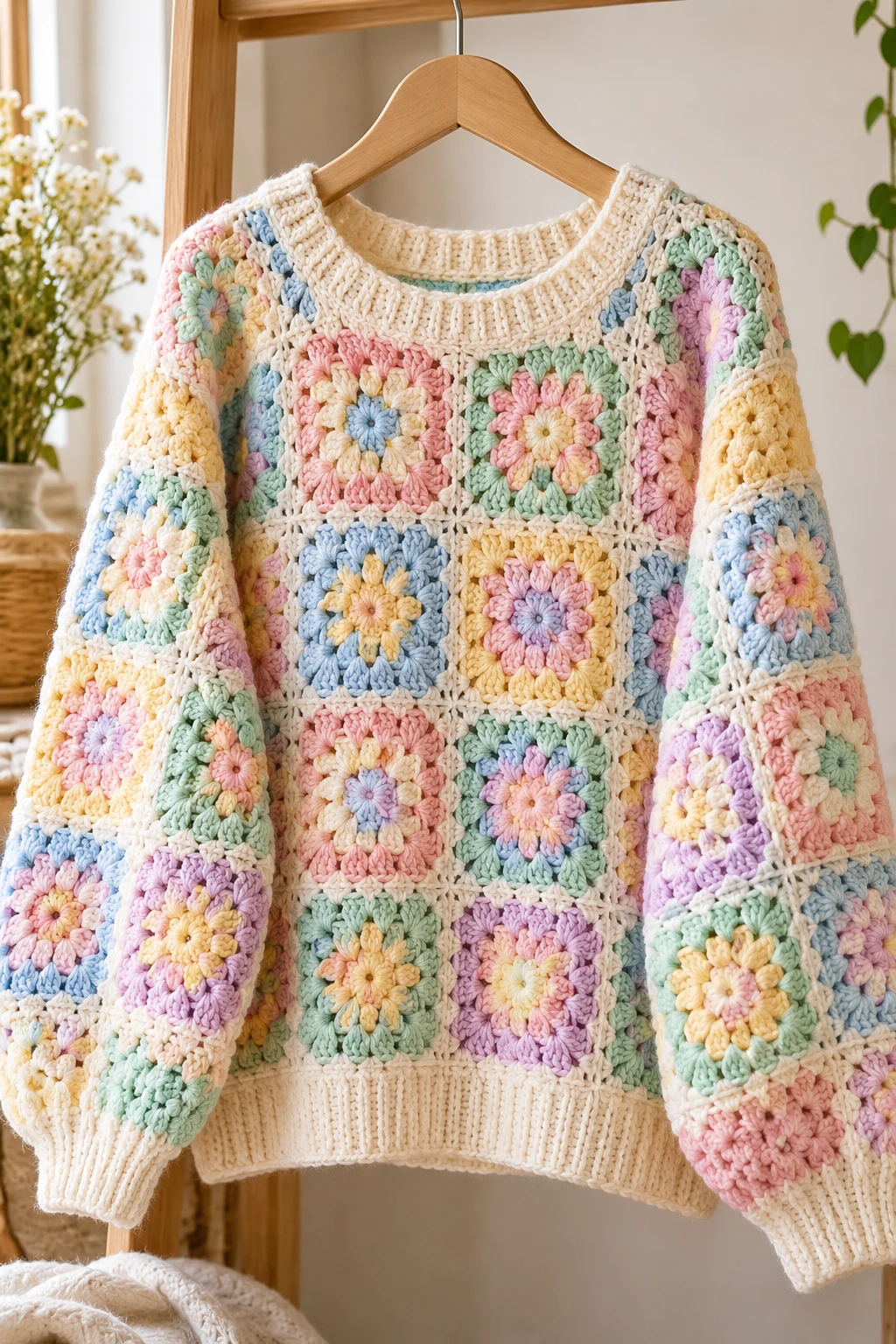 Pastel Hand Crochet Sweater for Spring — hand crochet sweater