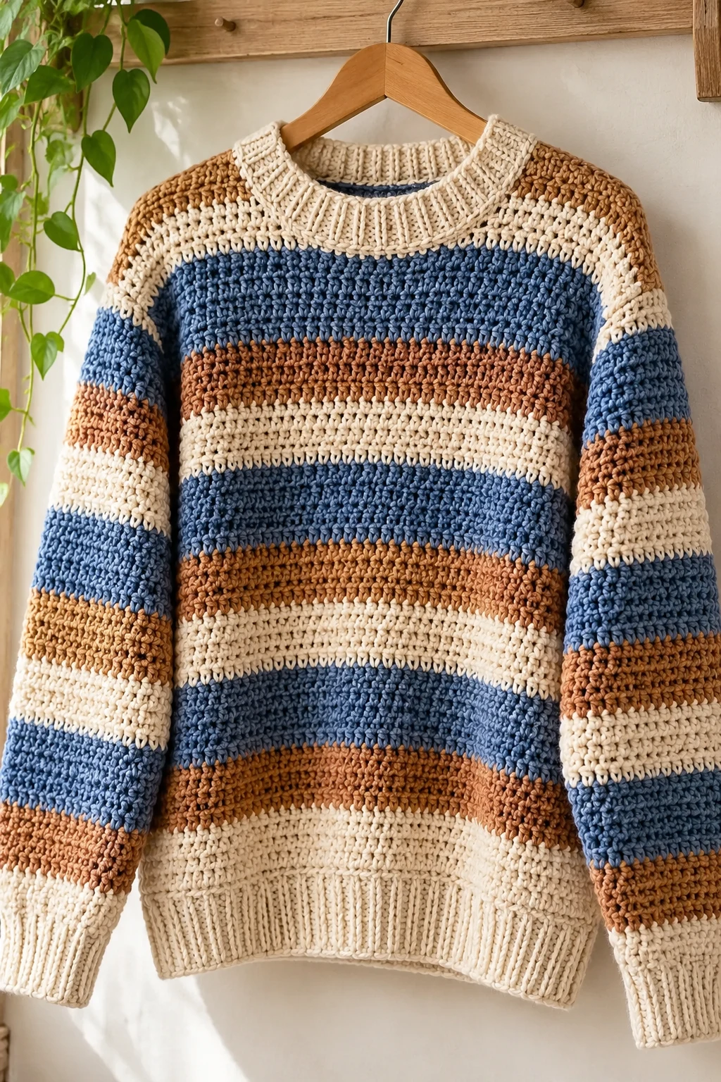 Striped Hand Crochet Sweater for Men — hand crochet sweater