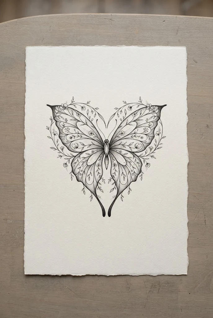 Hidden Vine Heart Butterfly Tattoo — heart butterfly tattoo style outfit
