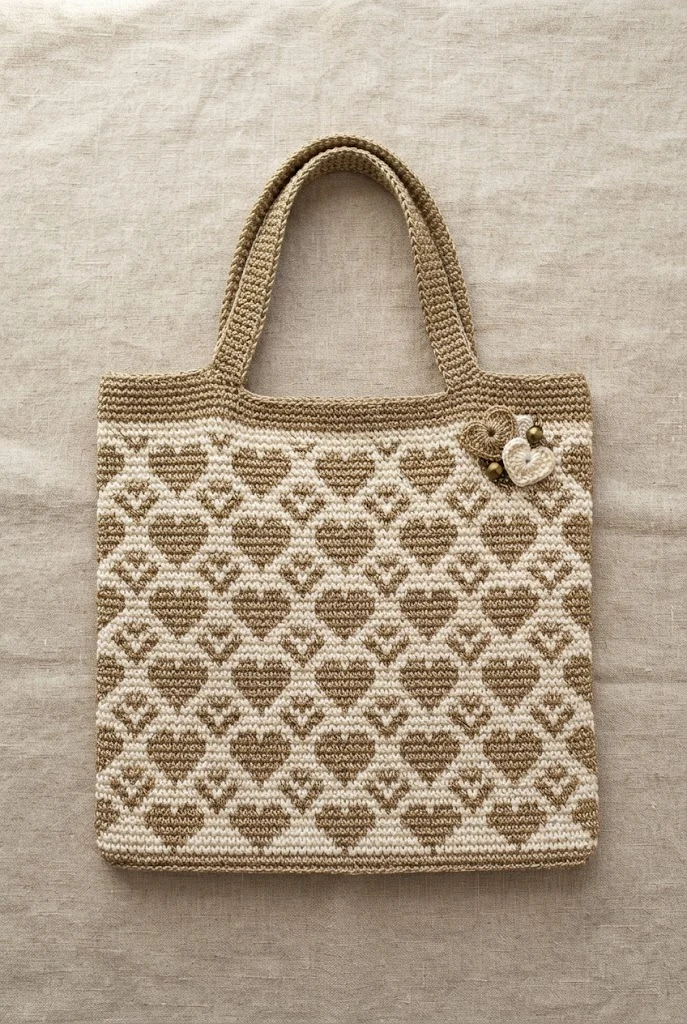 Shimmering Metallic Glamour Bag — heart tote bag crochet