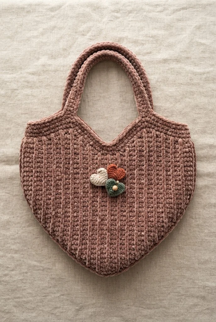 Chunky Corduroy-Style Heart Bag — heart tote bag crochet