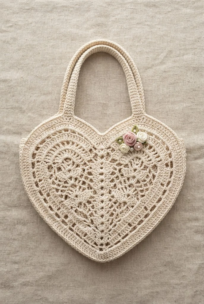 Ethereal Lace Wedding Heart Bag — heart tote bag crochet