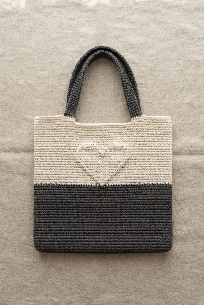 Two-Tone Modern Minimalist Bag — heart tote bag crochet