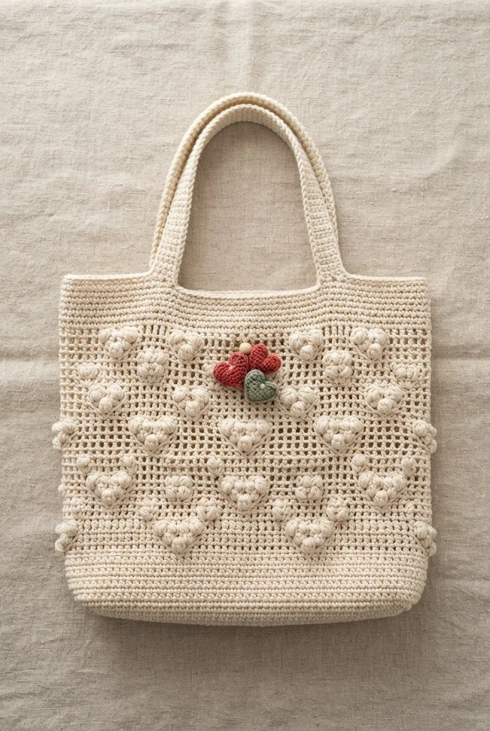 Sweetheart Picnic Basket Tote — heart tote bag crochet