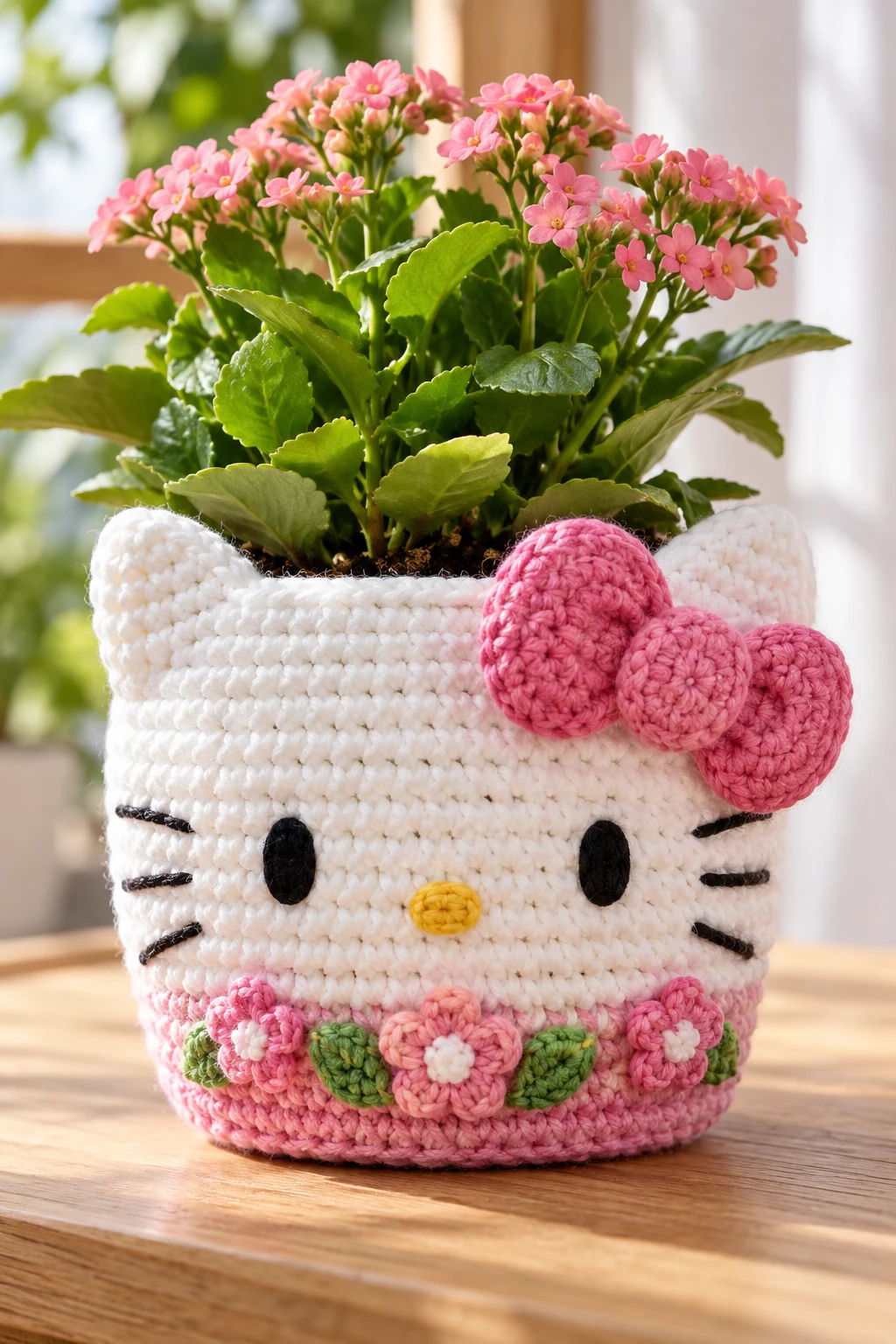 Hello Kitty Crochet Flower Pot Cover — hello kitty crochet style outfit
