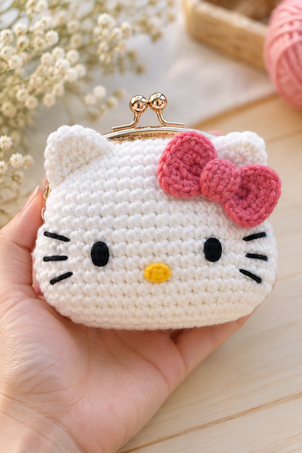 Hello Kitty Crochet Coin Purse — hello kitty crochet style outfit