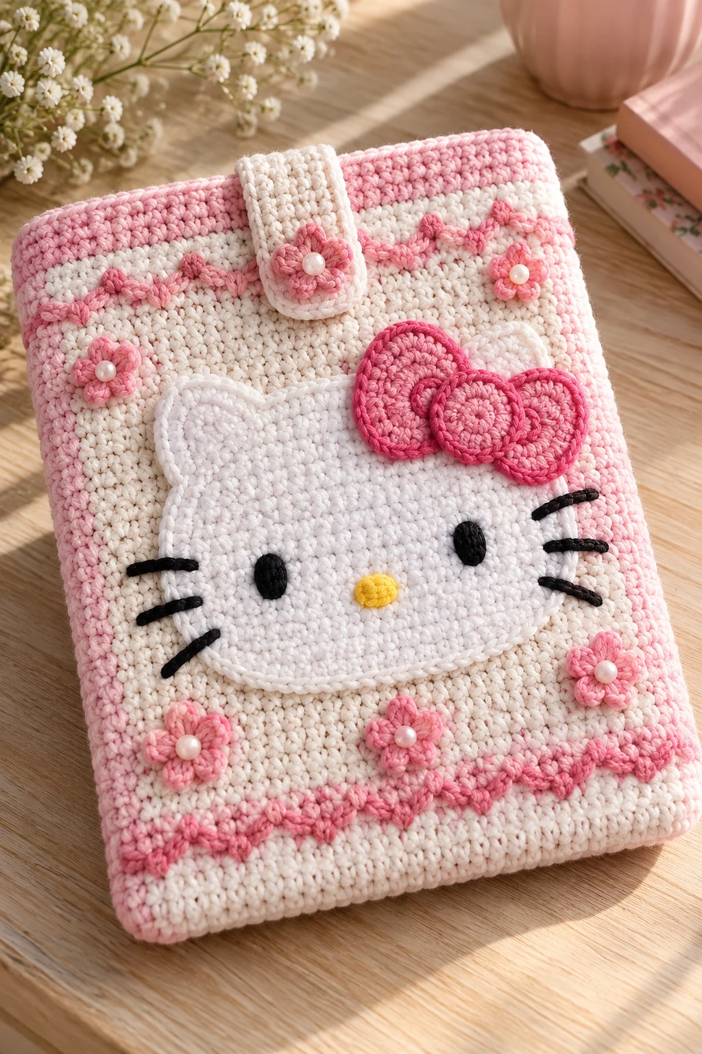 Hello Kitty Crochet Book Sleeve — hello kitty crochet style outfit