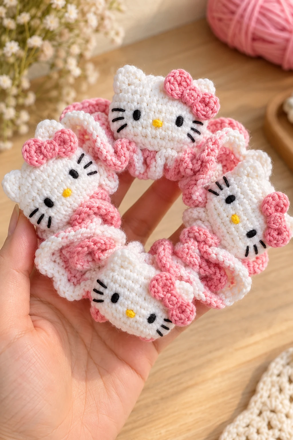 Hello Kitty Crochet Scrunchie — hello kitty crochet style outfit