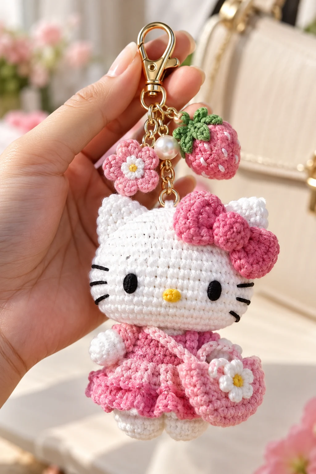 Hello Kitty Crochet Tote Bag Charm — hello kitty crochet style outfit