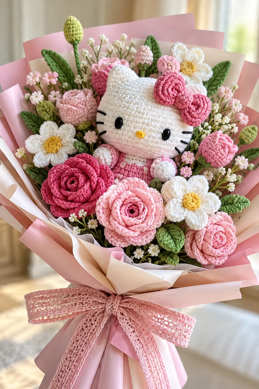 Hello Kitty Crochet Flower Bouquet — hello kitty crochet style outfit