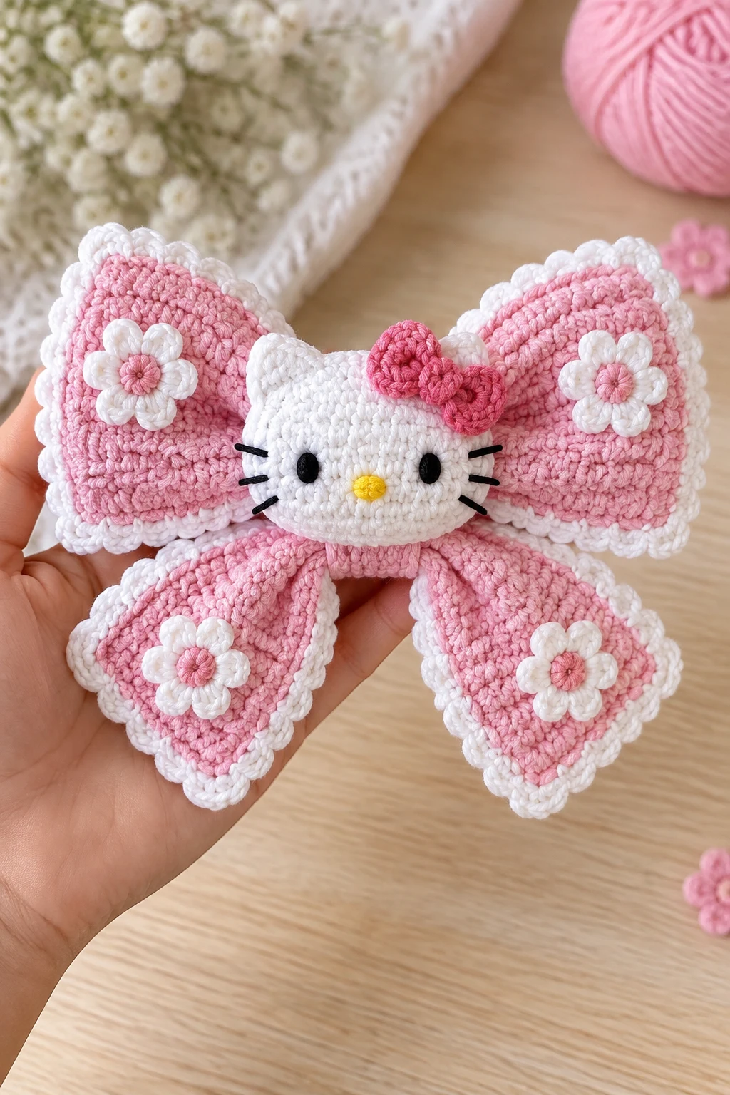 Hello Kitty Crochet Hair Bow — hello kitty crochet style outfit