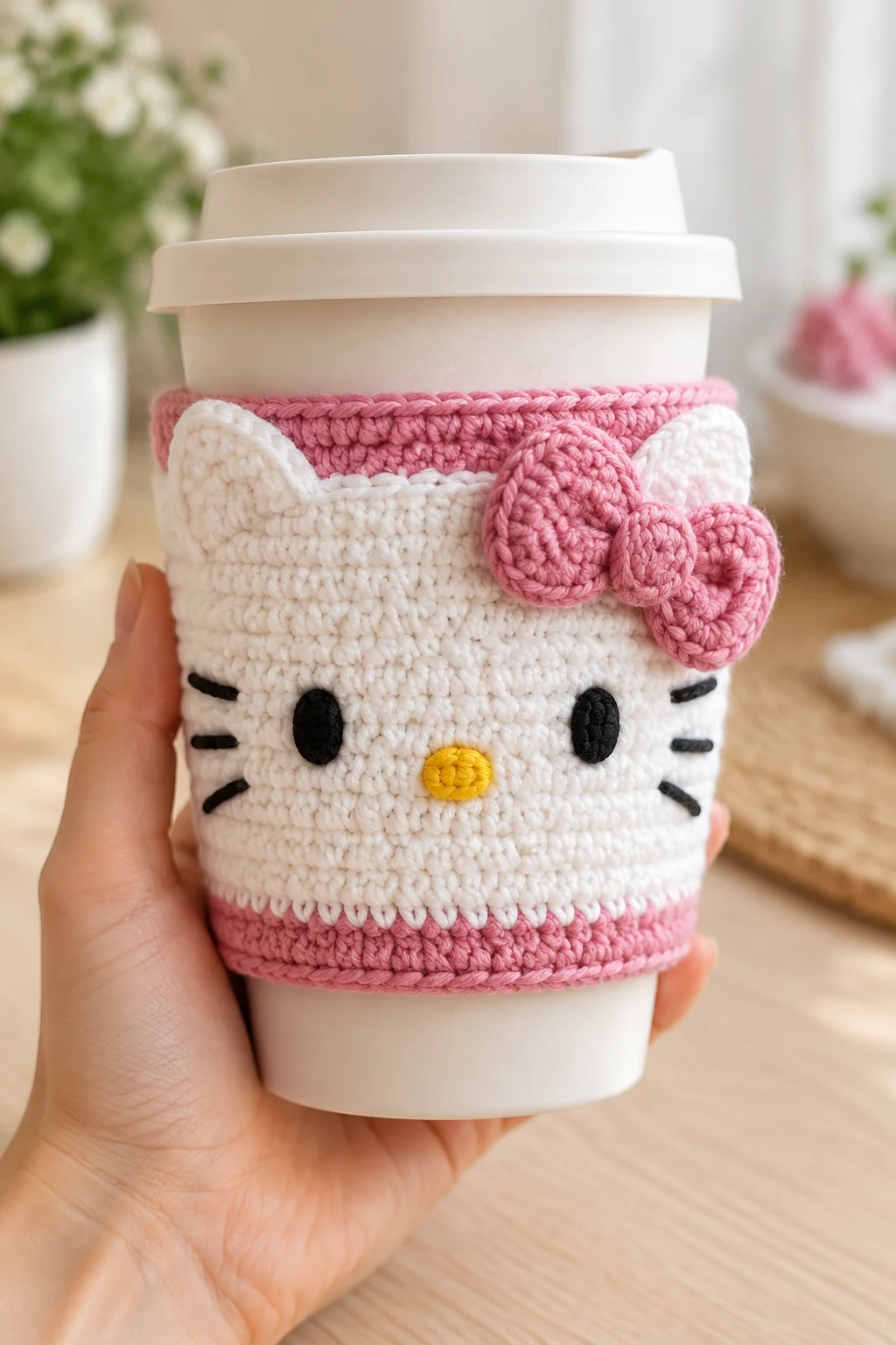Hello Kitty Crochet Cup Cozy — hello kitty crochet style outfit