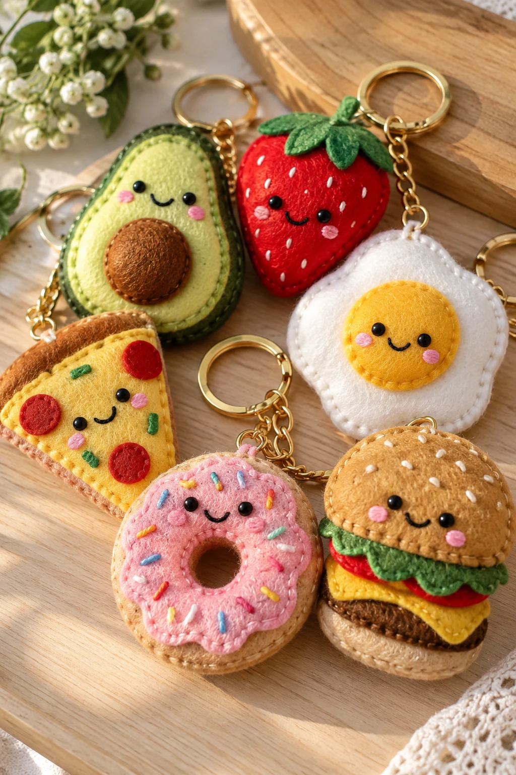 Cute Felt Food Keychains — homemade keychains diy how to make style outfit