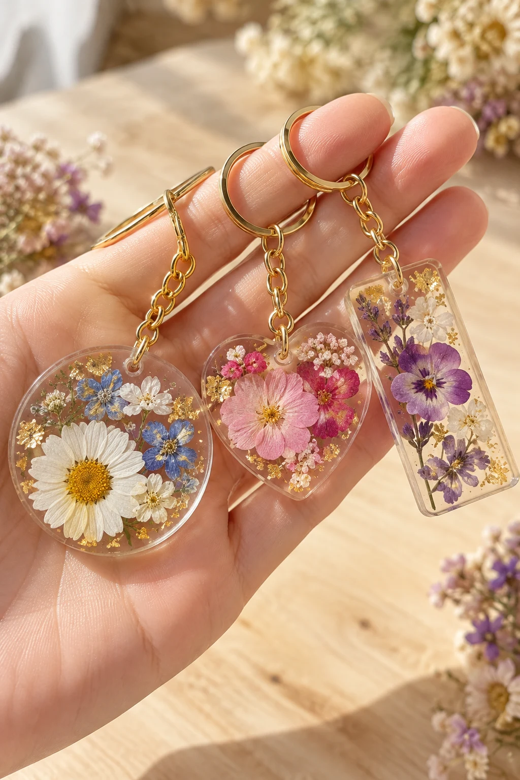 Pressed Flower Acrylic Keychains — homemade keychains diy how to make style outfit