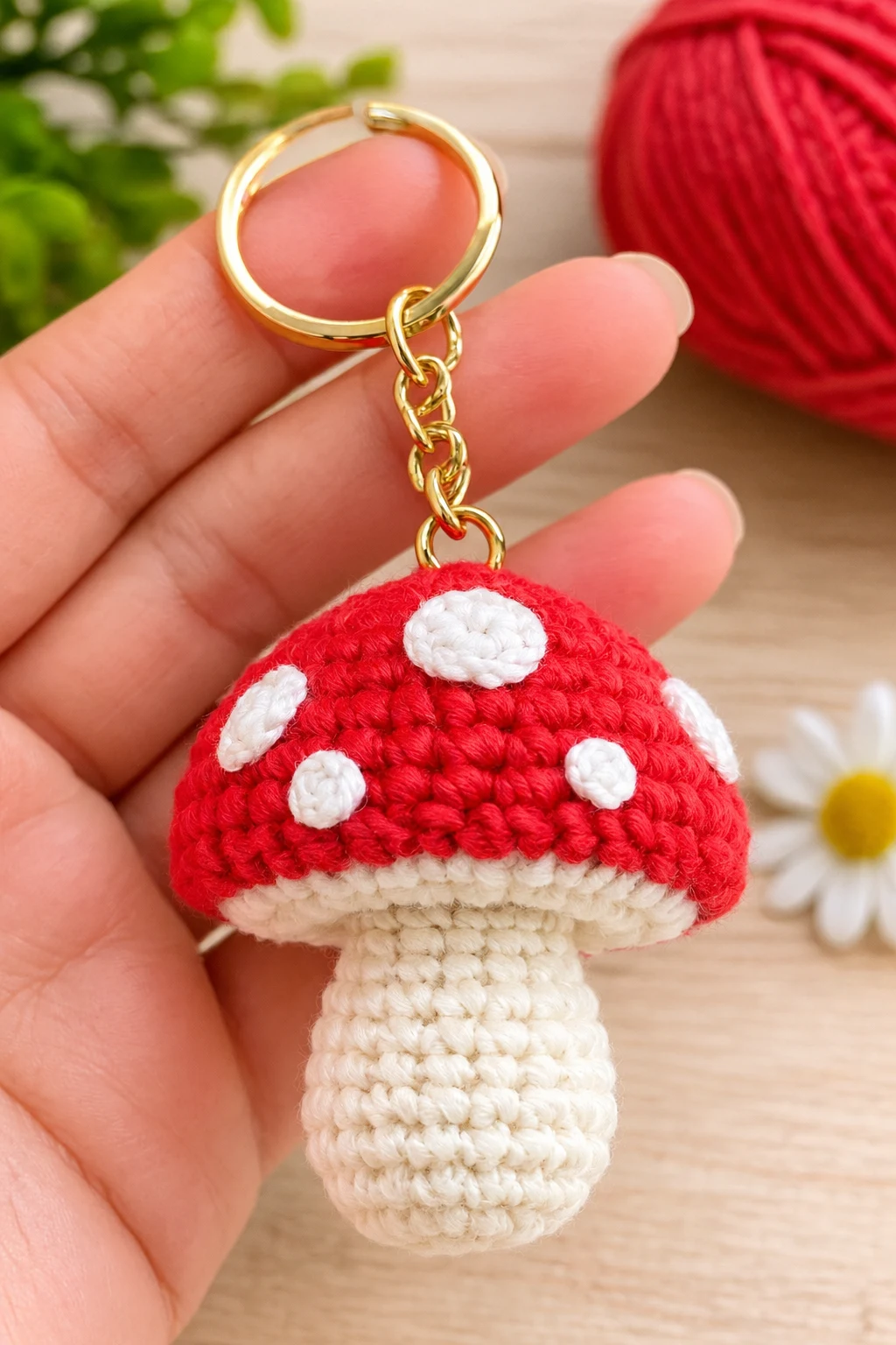 Mini Crochet Mushroom Keychains — homemade keychains diy how to make style outfit