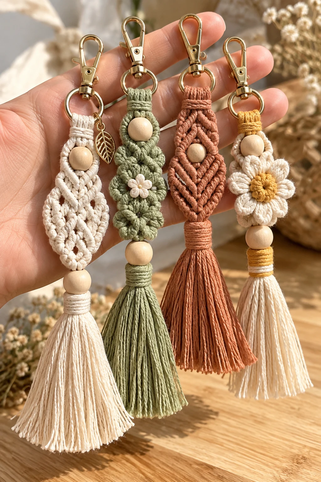 Boho Macramé Tassel Keychains — homemade keychains diy how to make style outfit