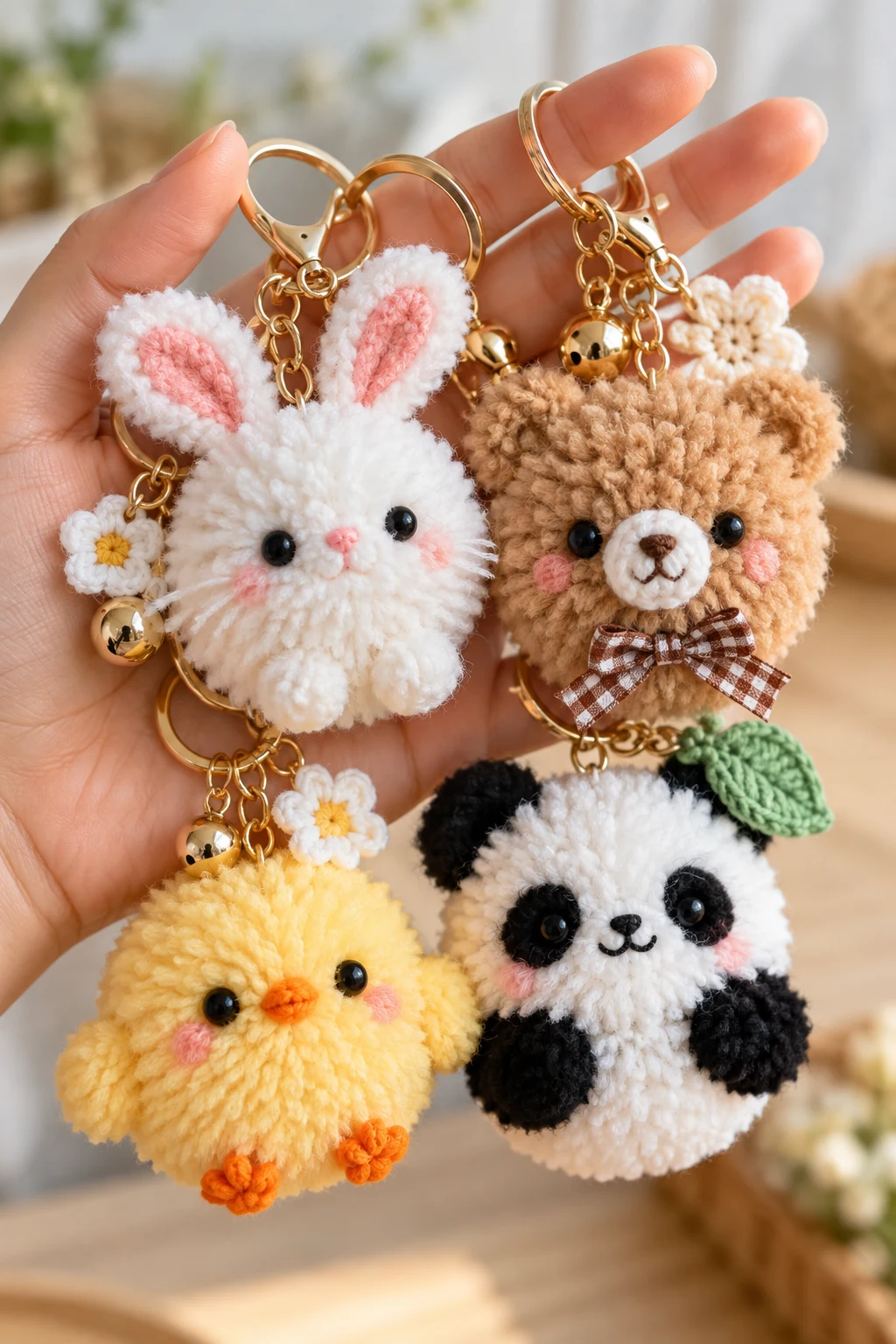 Fluffy Pom-Pom Animal Keychains — homemade keychains diy how to make style outfit