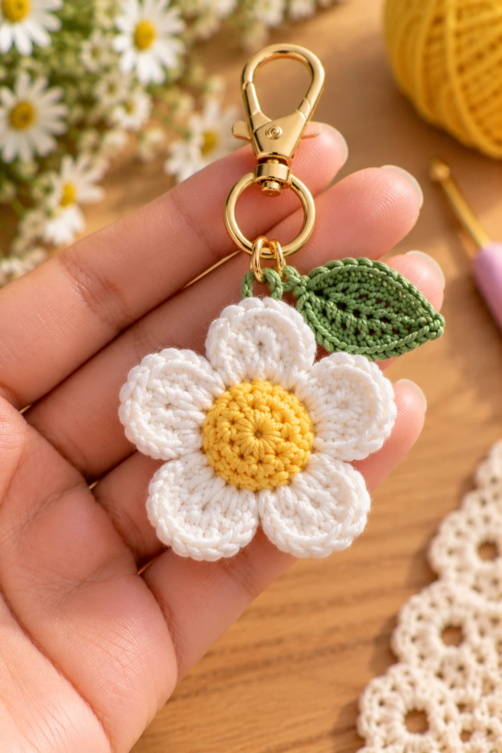 Classic Five-Petal Daisy Crochet Charm — how to crochet a flower charm style outfit