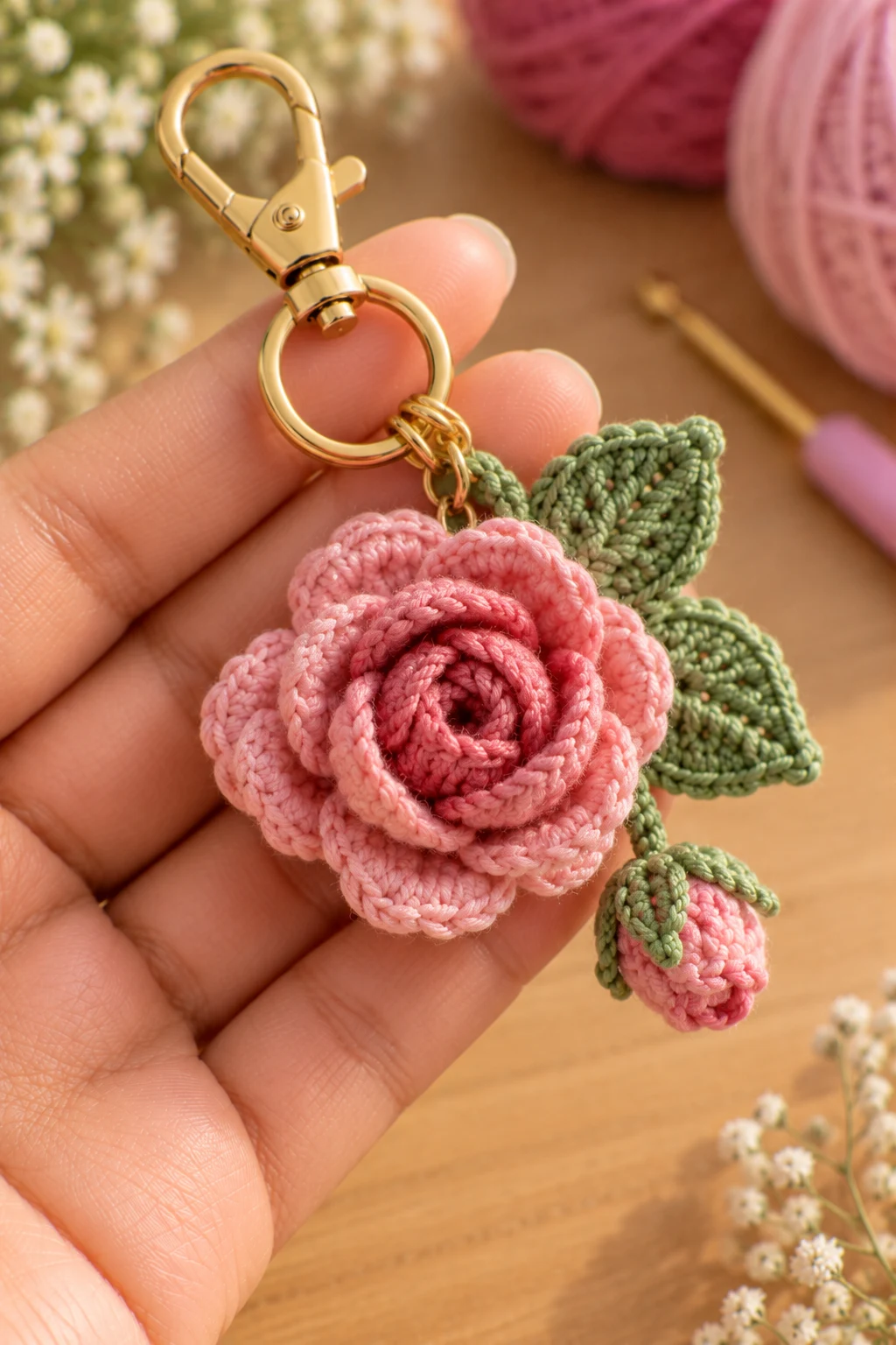 Sunflower Crochet Bag Charm — how to crochet a flower charm style outfit