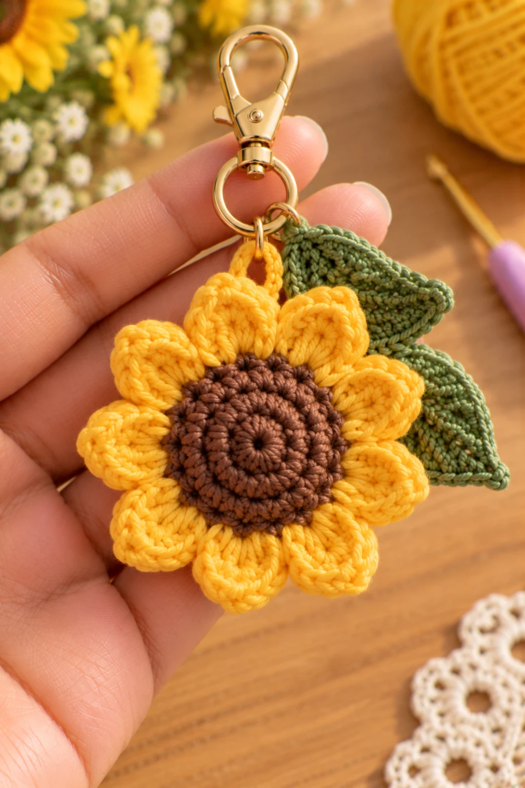Two-Tone Crochet Flower Charm — how to crochet a flower charm style outfit