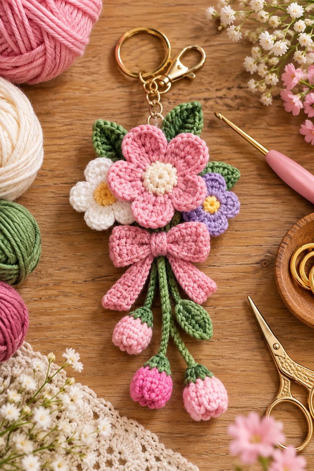 how to crochet a flower keychain — Outfit 10 — how to crochet a flower keychain style outfit