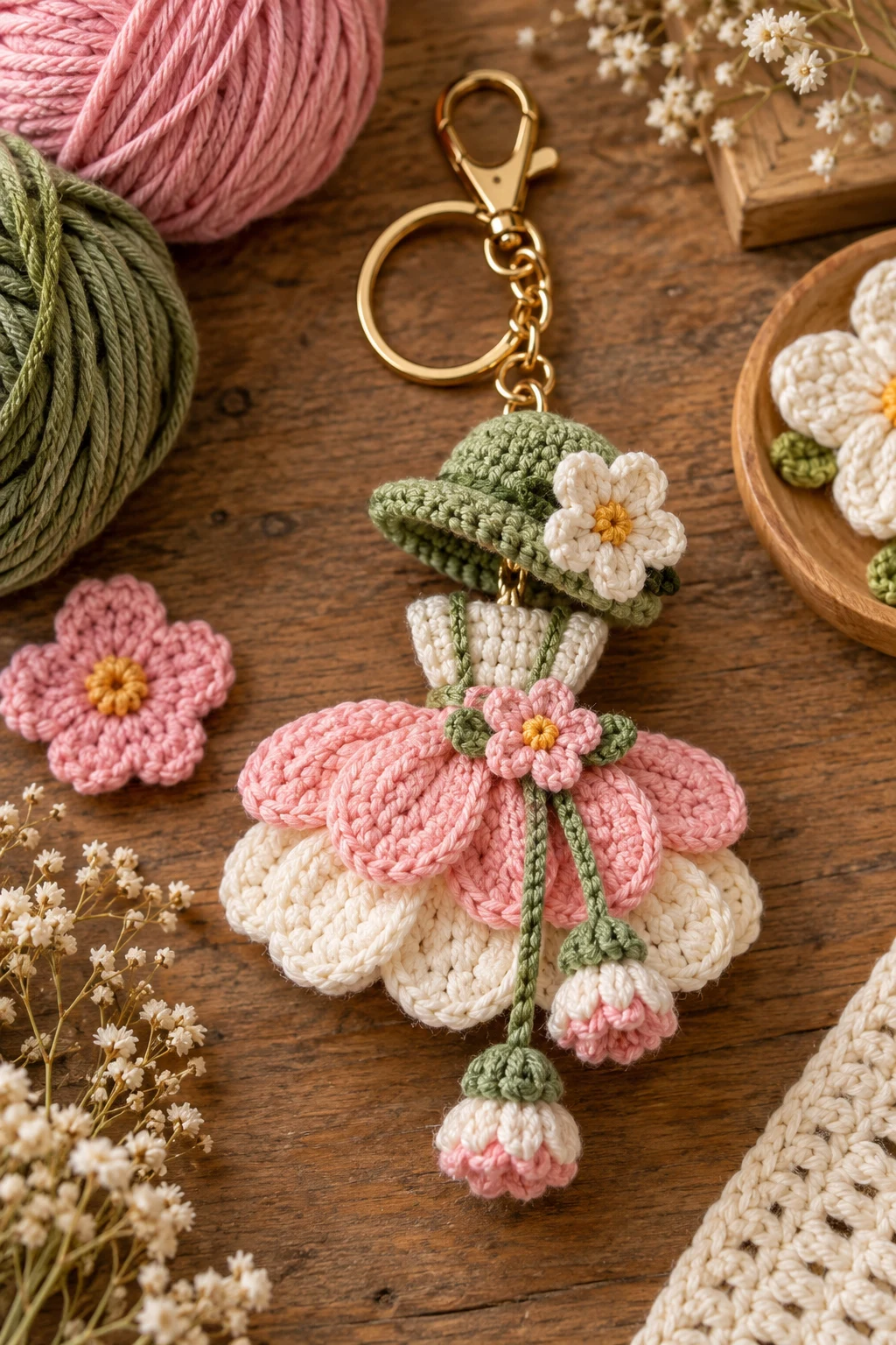 how to crochet a flower keychain — Outfit 14 — how to crochet a flower keychain style outfit