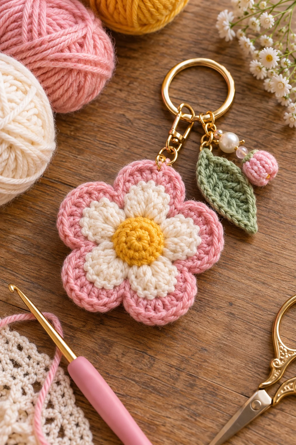 how to crochet a flower keychain — Outfit 7 — how to crochet a flower keychain style outfit