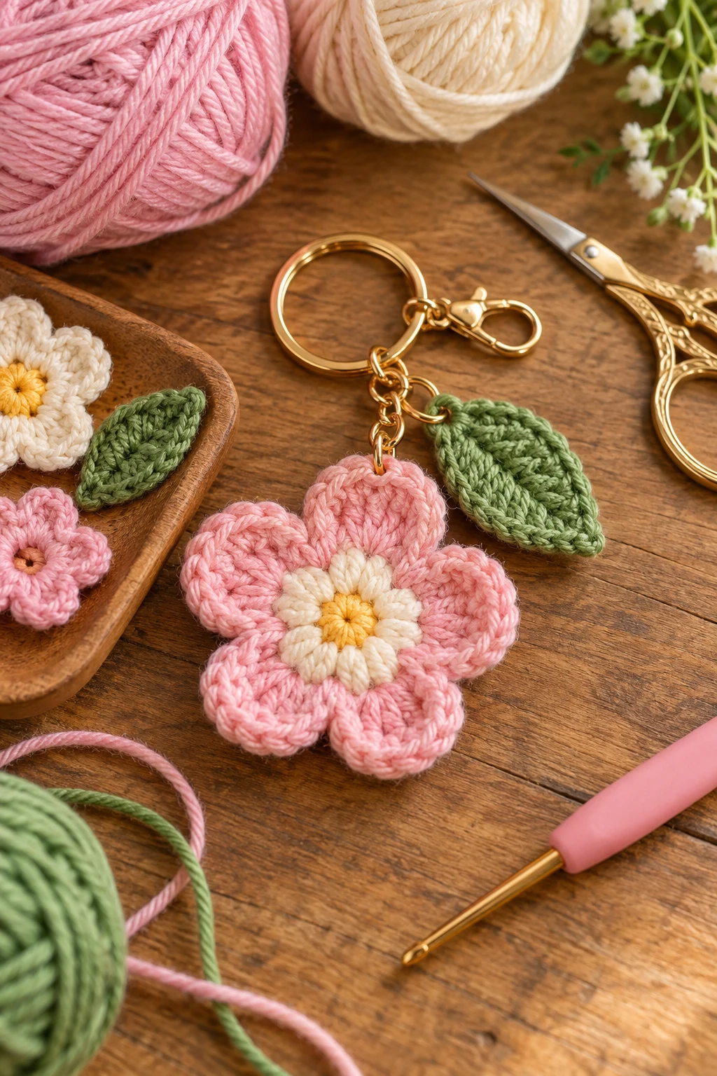 how to crochet flower keychain — Outfit 2 — how to crochet flower keychain style outfit