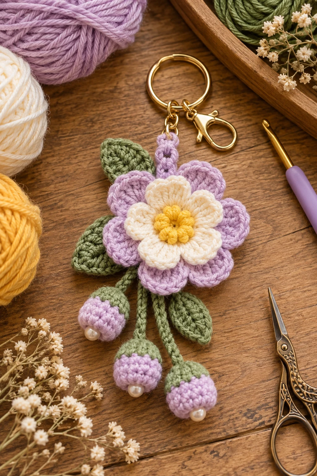 how to crochet flower keychain — Outfit 7 — how to crochet flower keychain style outfit
