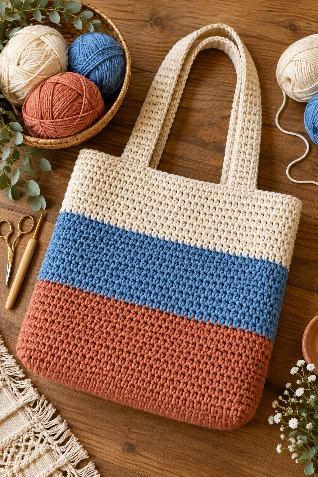 Make a Color-Blocked Tote — how to make a crochet bag style outfit