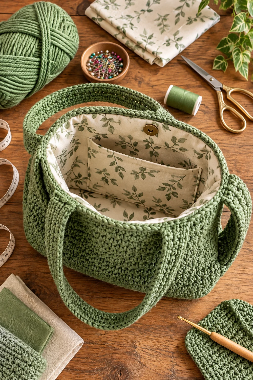 Upgrade the Bag With a Lining and Pocket — how to make a crochet bag style outfit