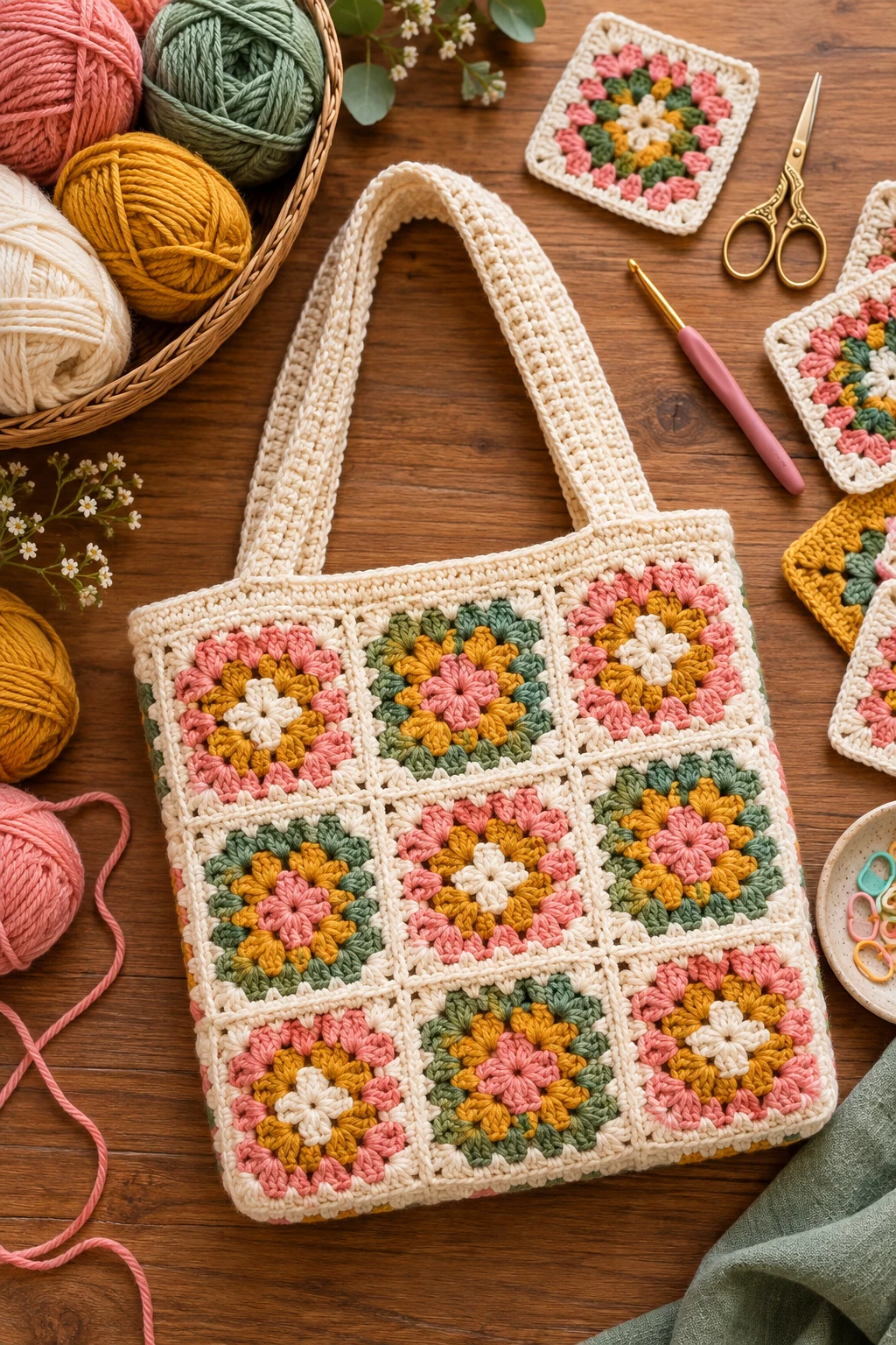 Try the Classic Granny Square Bag — how to make a crochet bag style outfit