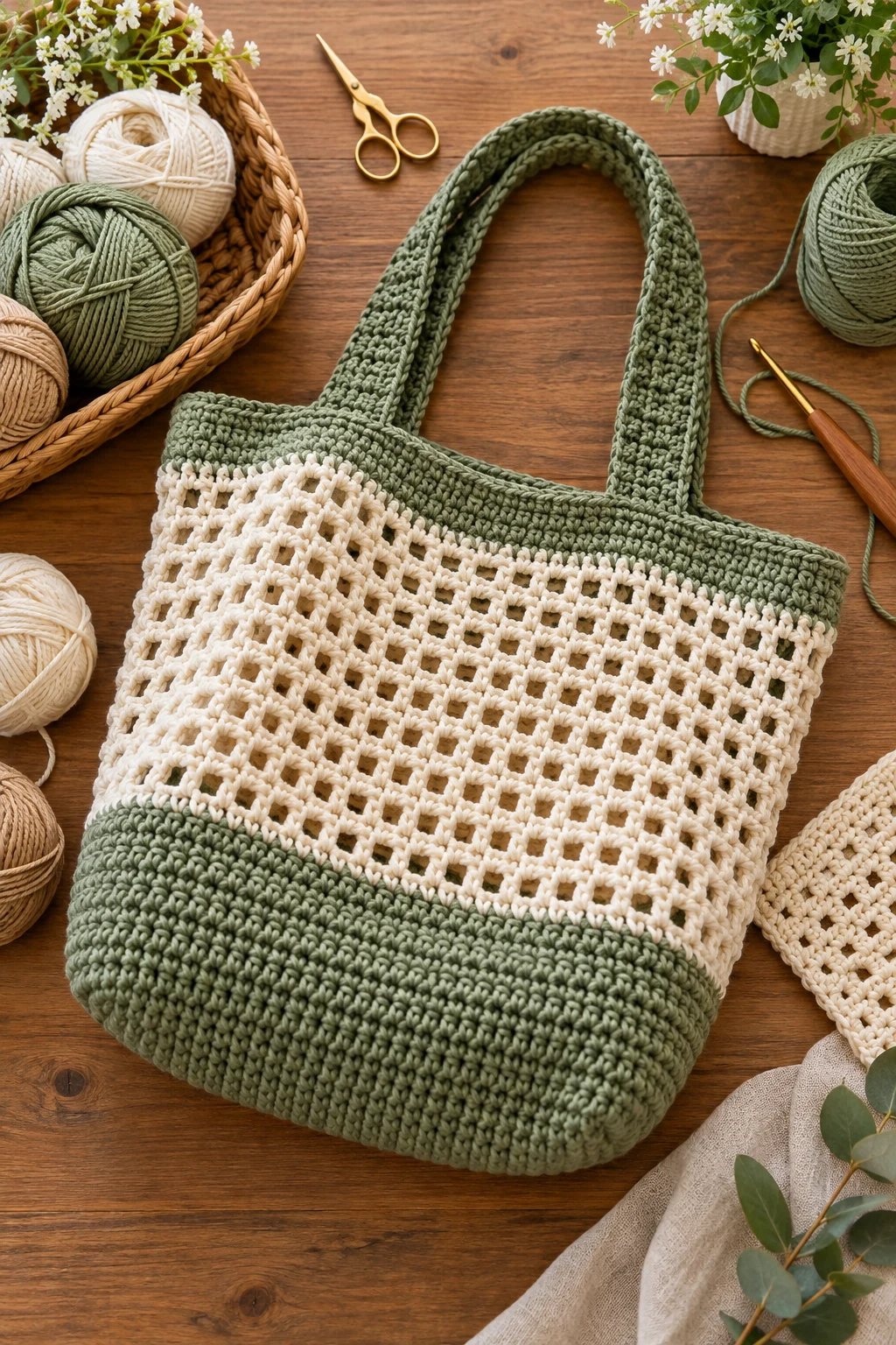 Build a Sturdy Market Tote — how to make a crochet bag style outfit