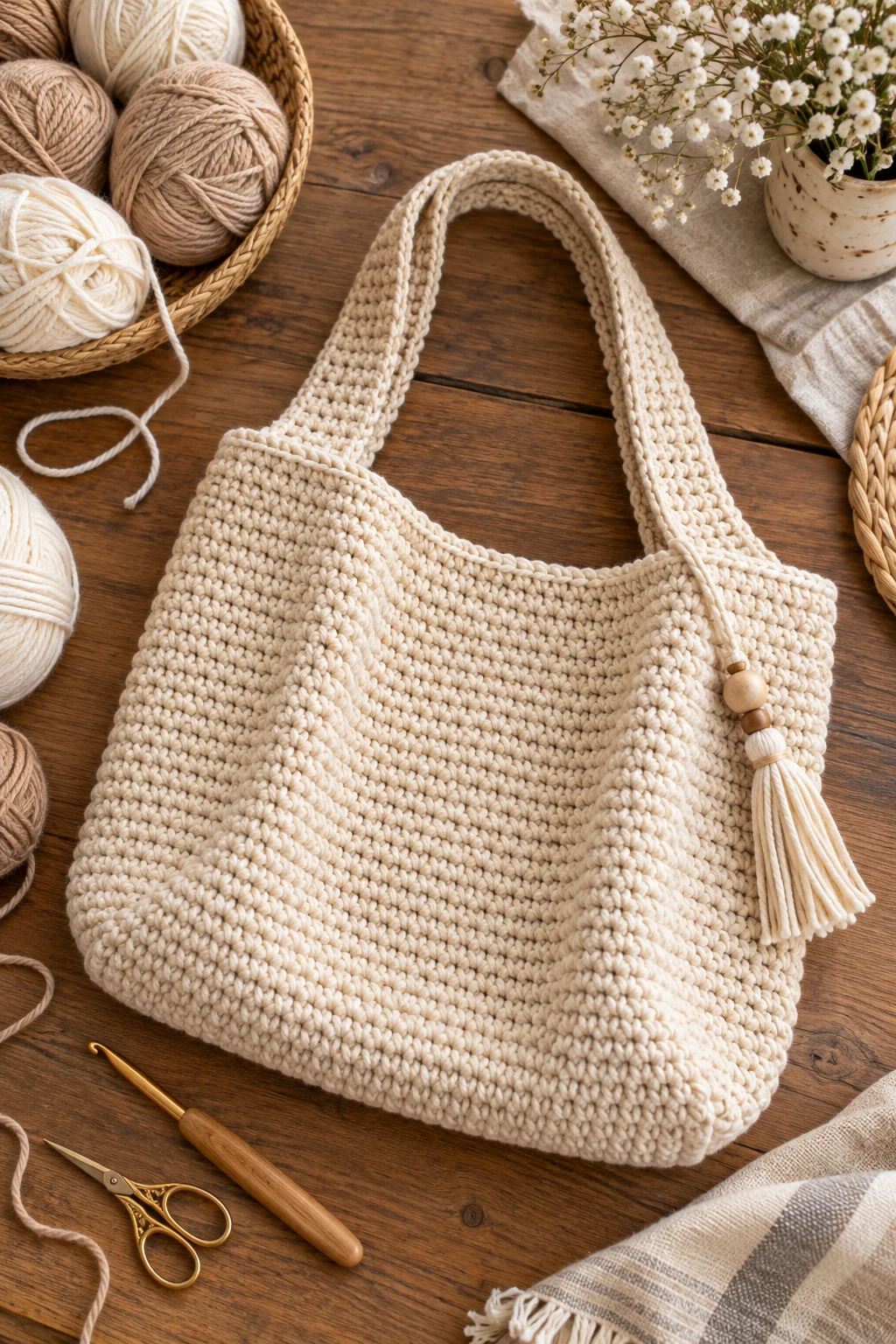Make a Minimalist Neutral Bag — how to make a crochet bag style outfit