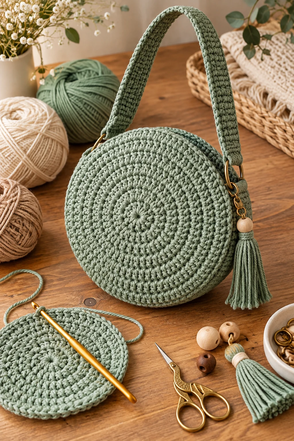Turn a Circle Into a Shoulder Bag — how to make a crochet bag style outfit