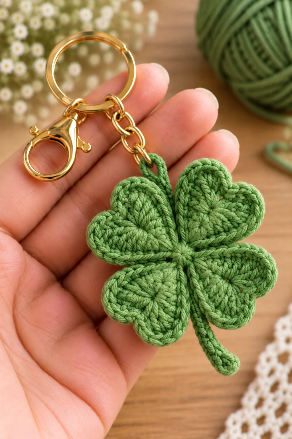 Classic Four-Leaf Crochet Clover — how to make crochet clovers style outfit
