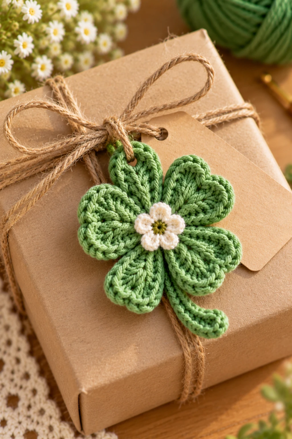 Crochet Clover Gift-Tag Embellishment — how to make crochet clovers style outfit