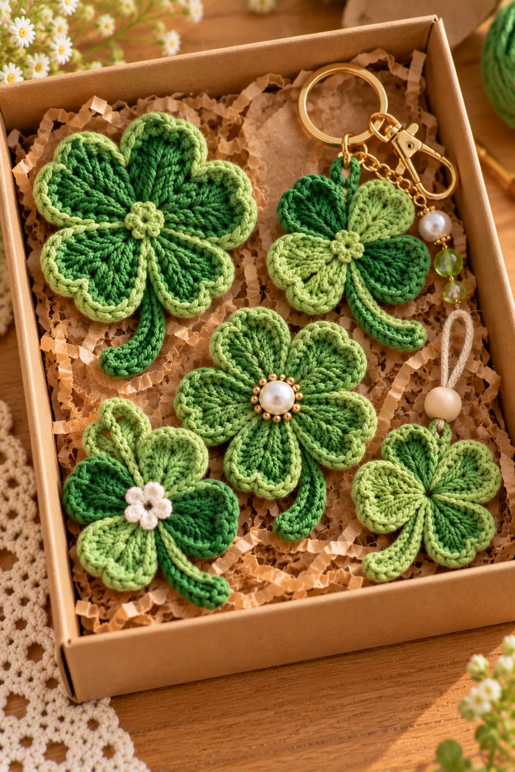 Mini Crochet Clover Gift Set — how to make crochet clovers style outfit