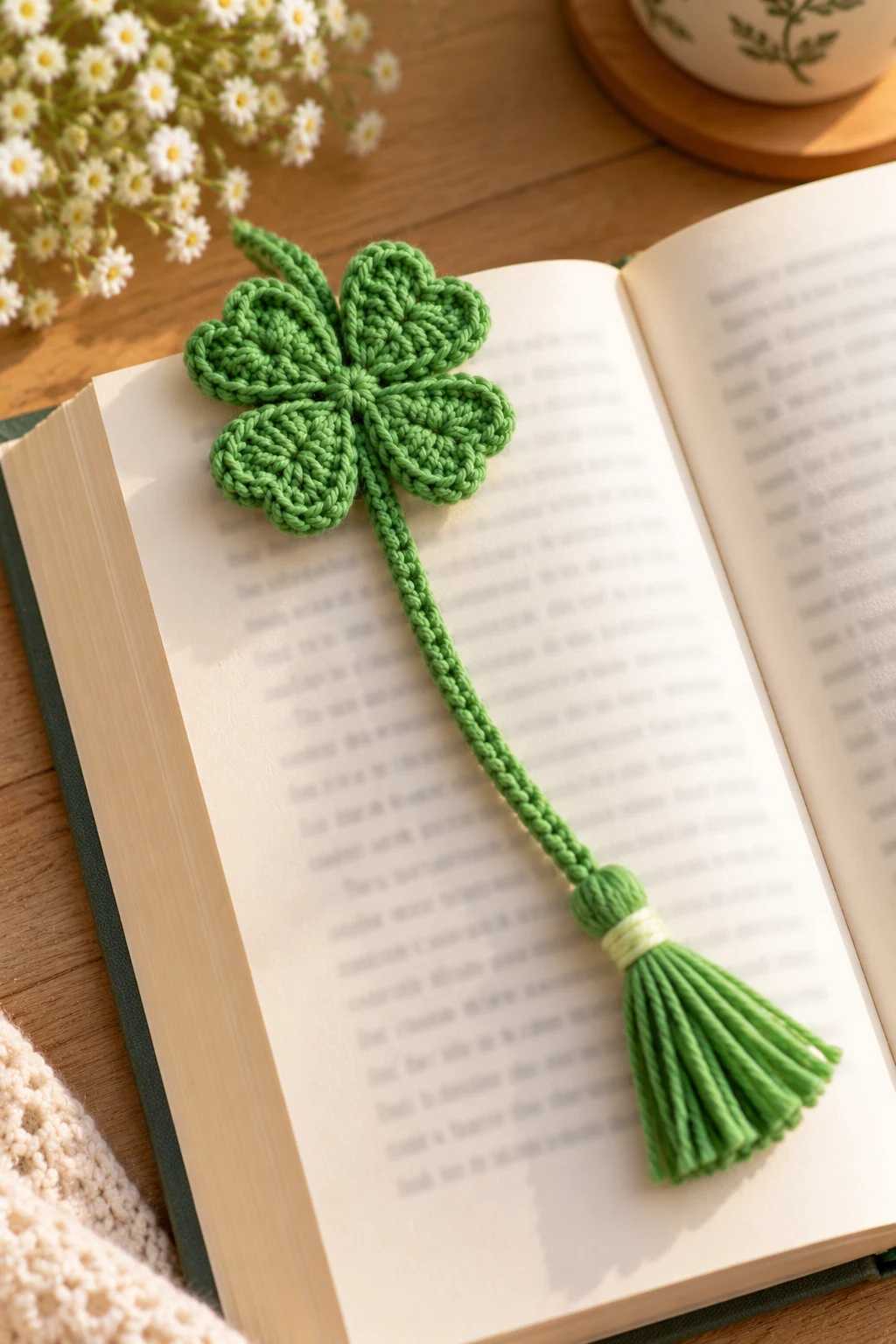 Lucky Clover Bookmark — how to make crochet clovers style outfit